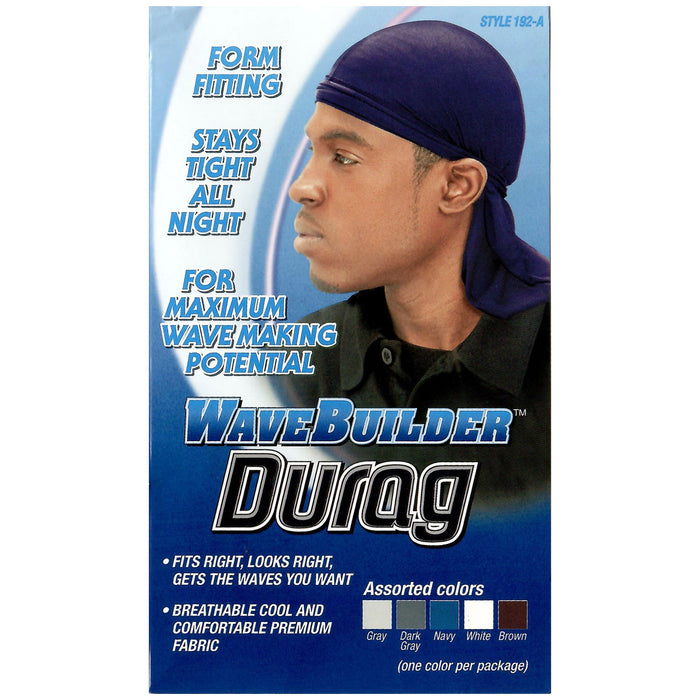 Wavebuilder Durag Assorted Color, Style 192-A, 12/PK