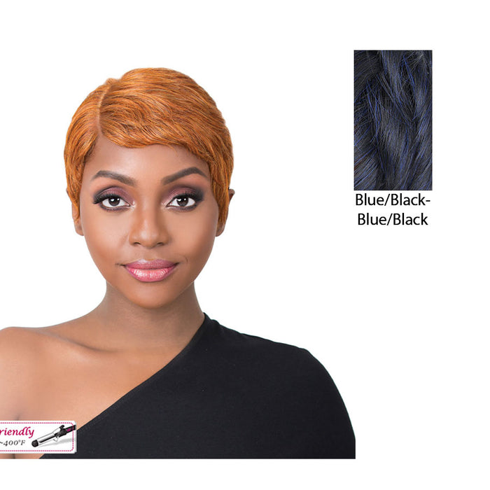 Zia Heat Friendly Synthetic Wig,Blue Black
