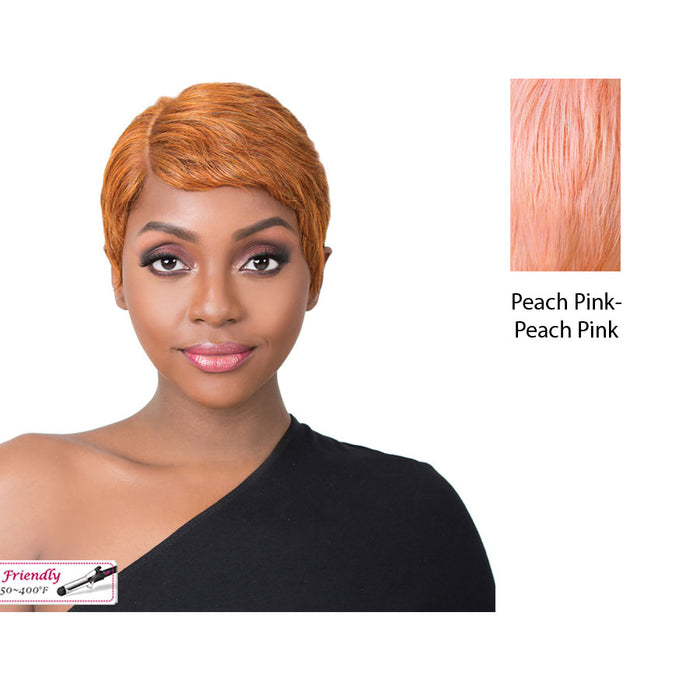 Zia Heat Friendly Synthetic Wig,Peach Pink