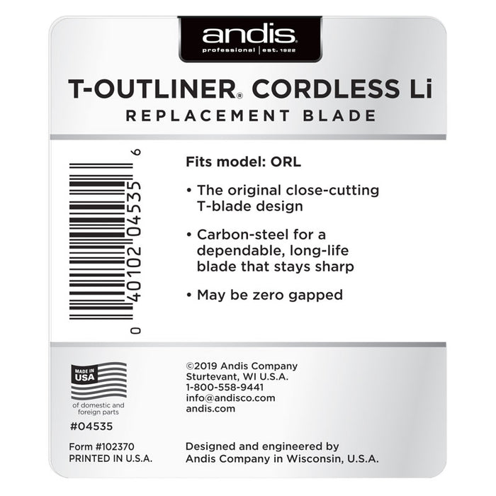 Andis 04535 Cordless T-Outliner Li Replacement T-Blade