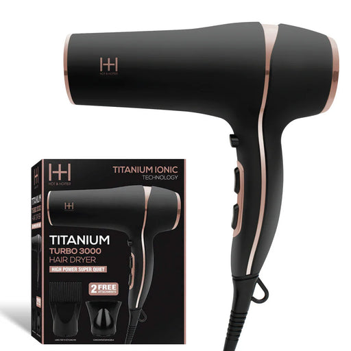 Hot  Hotter Titanium Ionic Turbo 3000 Hair Dryer, BlackRose Gold