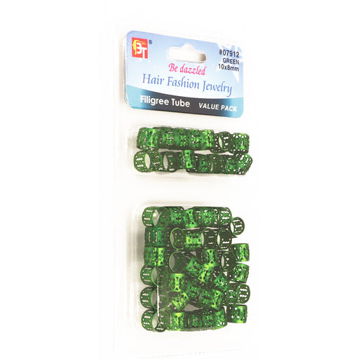 Hair Braid Tube, 10mm x 8mm, Green, 50/PK