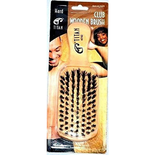 Titan New Club Wooden Reinforced Boar Bristle Hair Brush, Hard
