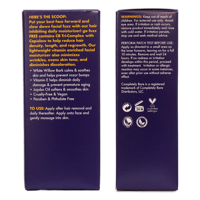 Completely Bare Go Fuzz Free Facial Moisturizer Hair Inhibitor, 1.7 Oz.