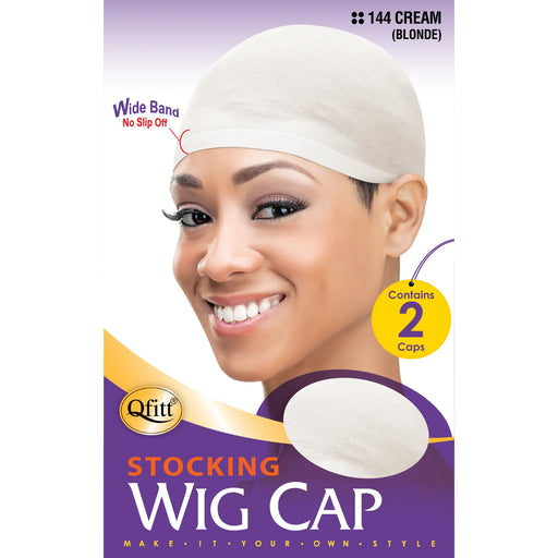 Qfitt Stocking Wig Cap, 2/PK, Cream