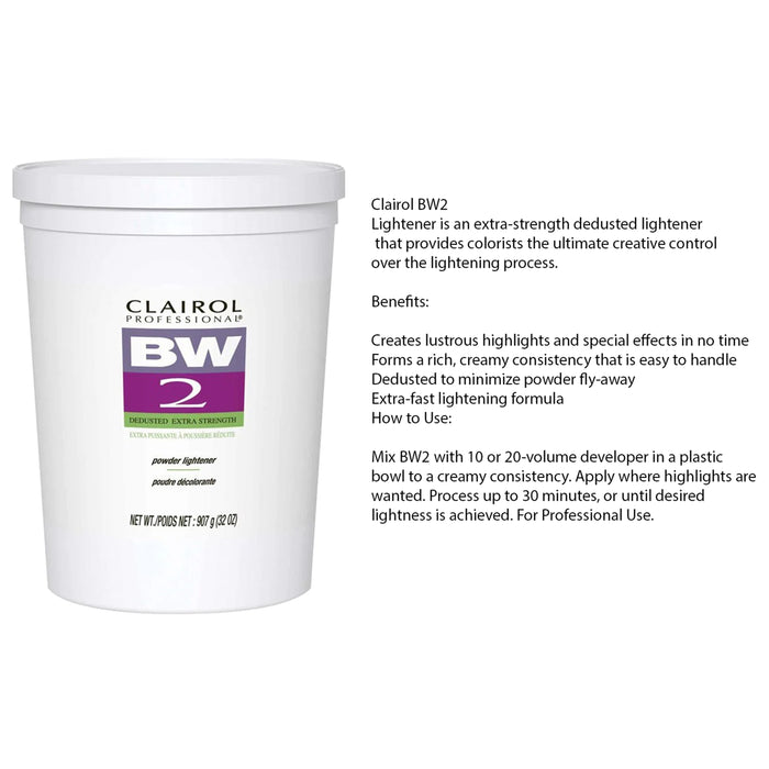 Clairol Basic White Bw2 Powder Lightener Extra-Strength Tub, 32 Oz.