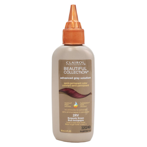 Clairol Professional Beautiful Collection Advanced Gray Solution Semi-Permanent Color, 2RV Burgundy Brown, 3 Oz.