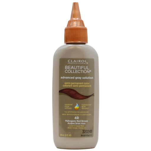 Clairol Professional Beautiful Collection Advanced Gray Solution Semi-Permanent Color 4R Mahogany Red Brown 3 Oz.