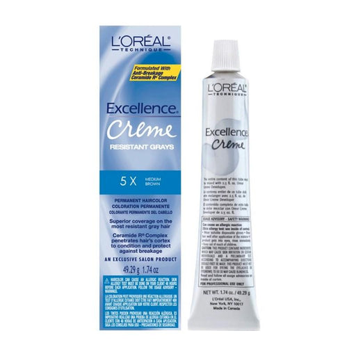 LOreal Excellence Creme Resistant Gray Permanent Hair Color 5X Medium Brown 1.74 oz