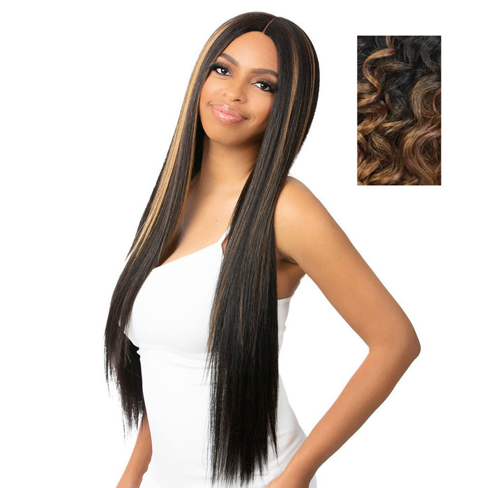 Nutique Premium Synthetic Fiber HD Virtually Undetectable Lace Front Wig BFF Lace Polaris, Straight, TT1B/30, Brown
