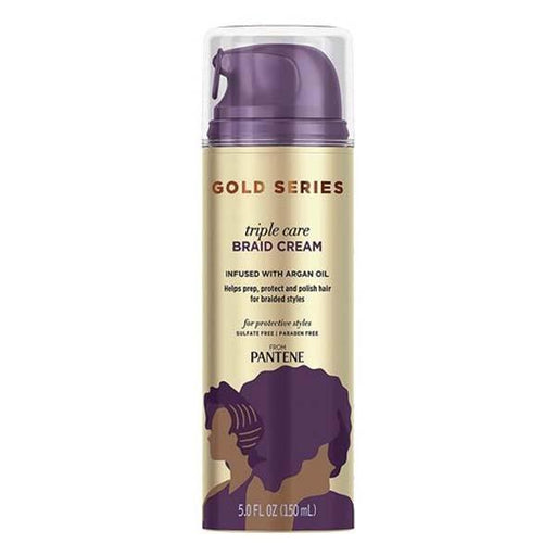Pantene Gold Series Triple Care Braid Cream, For Curly And Coily Hair, Infused With Argan Oil, 5 Fl Oz