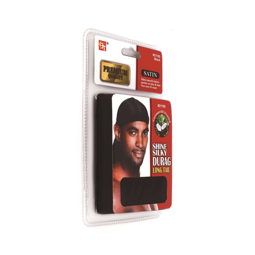 Beauty Town Coconut Oil Treated Shine Silky Durag Long Tail, Black