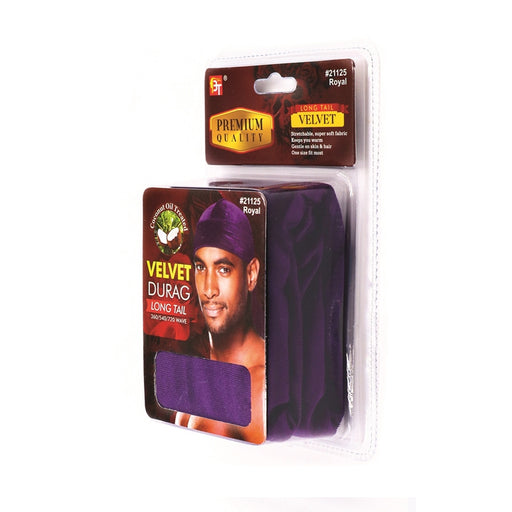 Beauty Town Coconut Oil Treated Velvet Durag Long Tail, Royal