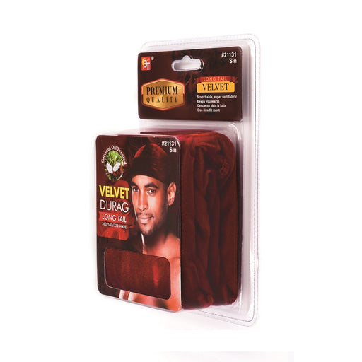 Beauty Town Coconut Oil Treated Velvet Durag Long Tail, Sin