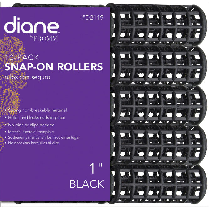 Diane Snap On Rollers 1" Black, 10/Pack