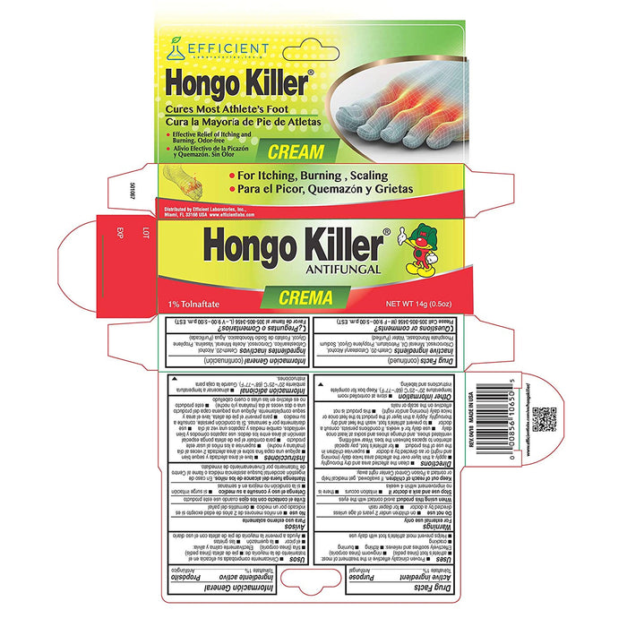 Hongo Killer Antifungal Foot Cream 0.5 Oz.