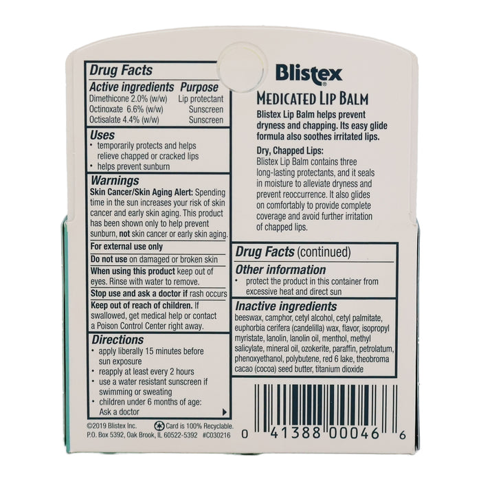 Blistex Medicated SPF 15 Lip Balm, 0.15 Oz, 3/PK