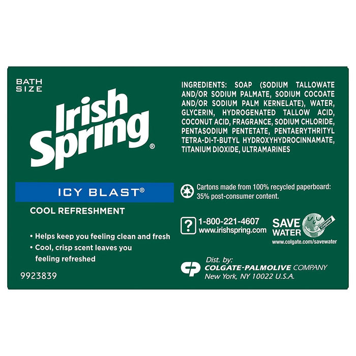 Irish Spring Icy Blast Deodorant Bar Soap 3.75 Oz., 3/PK