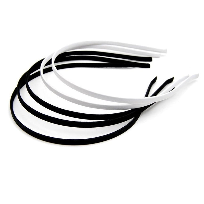 Headband Plastic Thin Black Wh 0.25", 3/PK