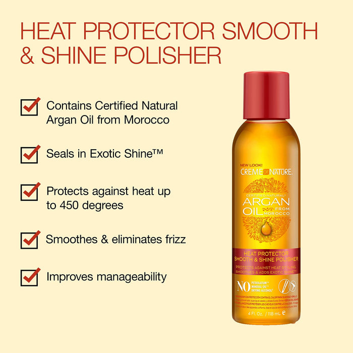 Creme Of Nature Argan Oil Heat Protector Smooth Shine Polisher, 4 Oz.