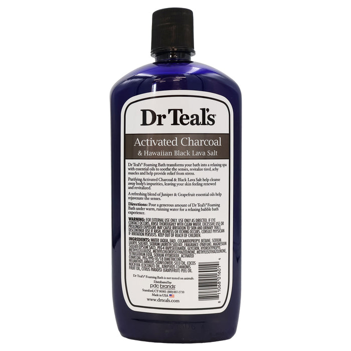 Dr Teals Epsom Salt Foaming Bath Activated Charcoal Lava, 34 Oz.