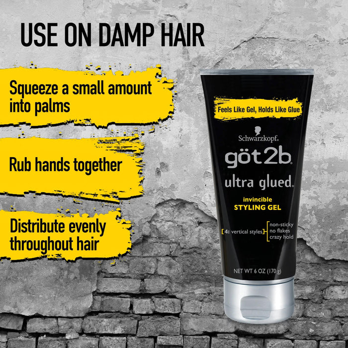 Got2b Ultra Glued Invincible Styling Hair Gel 6 Oz.