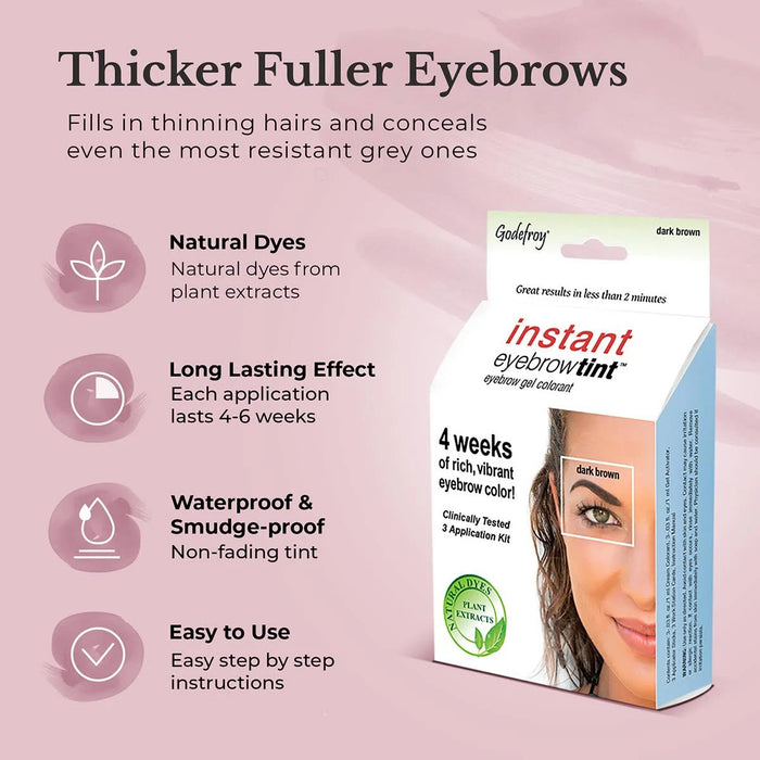 Godefroy Instant Eyebrow Tint, 3 Applications, Natural Black