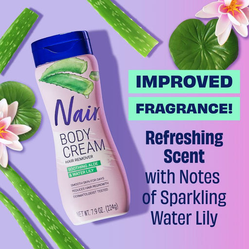 Nair Hair Remover Body Cream with Soothing Aloe and Water Lily Scent 9 Oz.