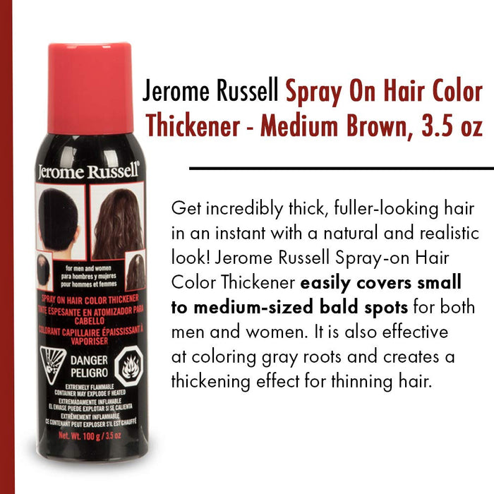 Jerome Russell Hair Color Thickener for Thinning Hair, Dark Brown, 3.5 oz