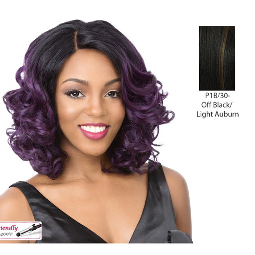 Synthetic Lace Wig Swiss Lace Front Century,Mix Off Black/Light Auburn