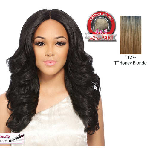 Synthetic Lace Front Wig Swiss Lace Germana,Dark Brown Roots With Strawberry Blonde