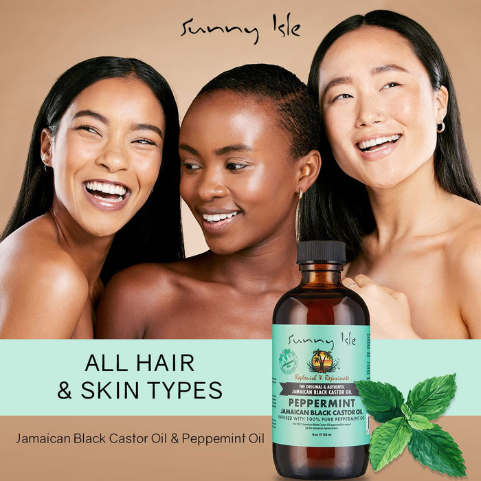 Sunny Isle Peppermint Jamaican Black Castor Oil 4 Oz.