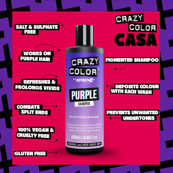 Crazy Color Vibrant Shampoo, Purple, 8.45oz