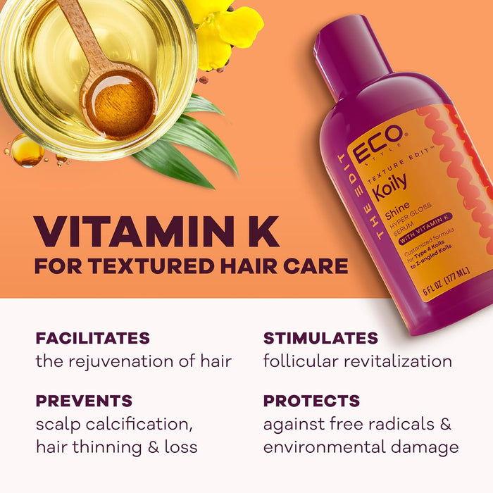 Eco Styler Gel Texture Edit Koily Shine Hyper Shine Serum, 6 Oz.