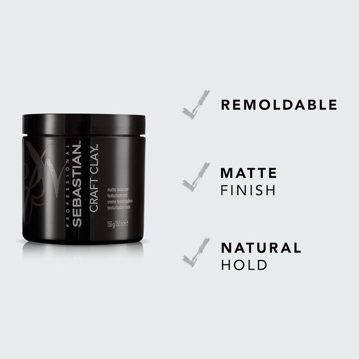 Sebastian Craft Clay, Remoldable Texturizing Hair Clay, 1.7 oz
