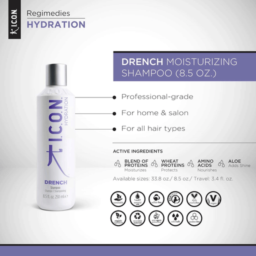 ICON Drench Highly Moisturizing Shampoo, 8.5 oz