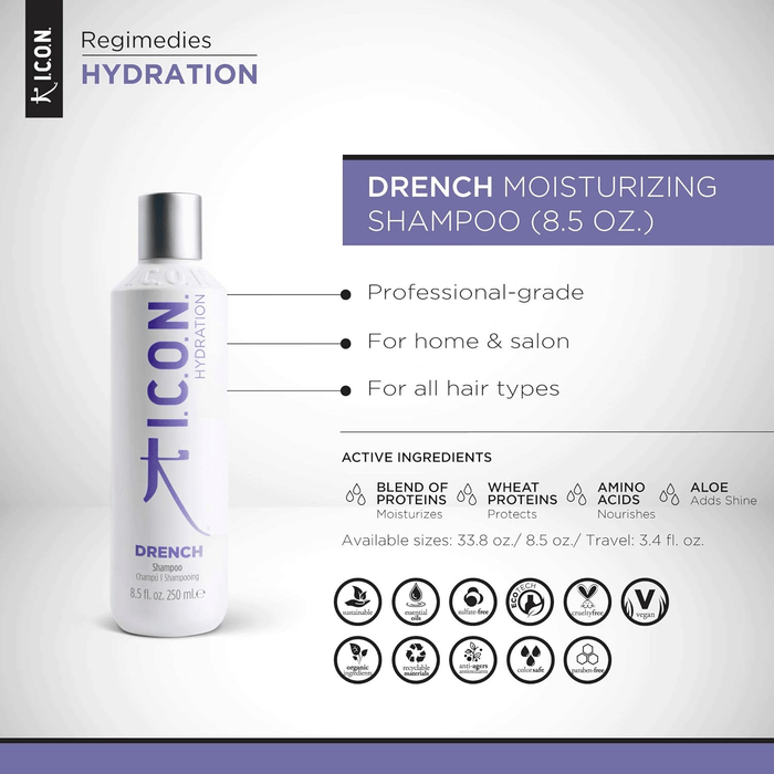 ICON Drench Highly Moisturizing Shampoo, 8.5 oz