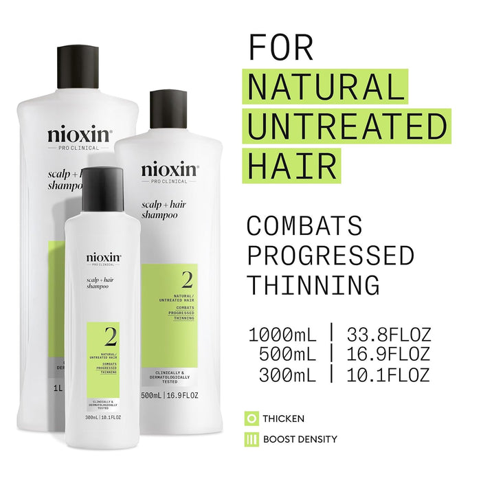 NIOXIN System 2, Cleanser Shampoo For Natural Hair with Progressed Thinning, 33.8 Oz.