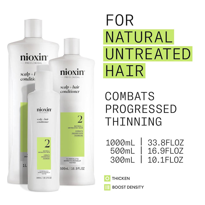 NIOXIN System 2, Scalp Therapy Conditioner For Natural Hair with Progressed Thinning, 16.9 oz