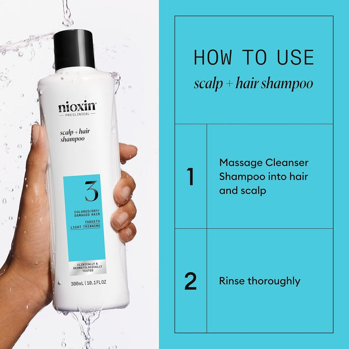 NIOXIN System 3 Cleaning Shampoo For Colored Hair With Light Thinning, 10.1 Oz.