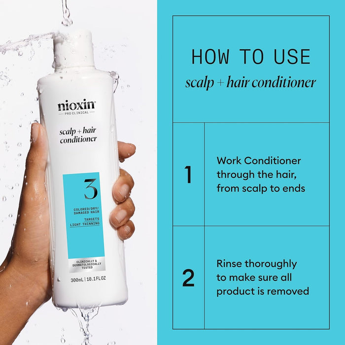 NIOXIN System 3 Scalp, Hair Conditioner For Colored Hair With Light Thinning, 10.1 Oz.