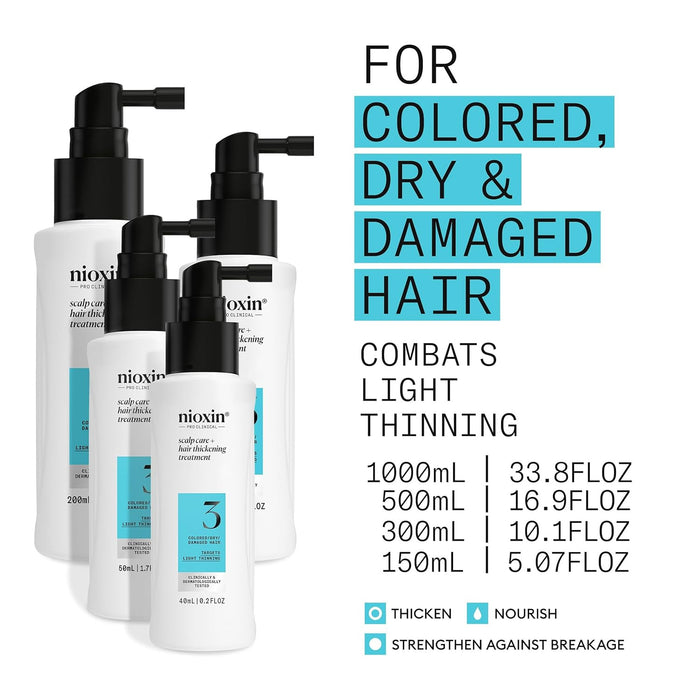 NIOXIN System 3 Leave In Treatment For Colored Hair With Light Thinning, 6.7 Oz.