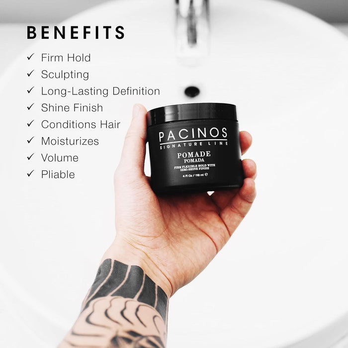 Pacinos Pomade,Flexible Hold, Frizz Control, 4 oz