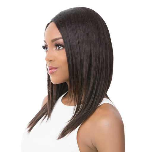100 Percent Human Hair 6" Deep Lace Part Wig,Black