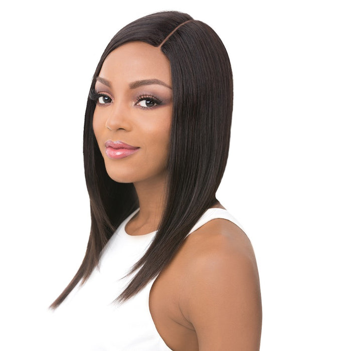 100 Percent Human Hair 6" Deep Lace Part Wig,Black