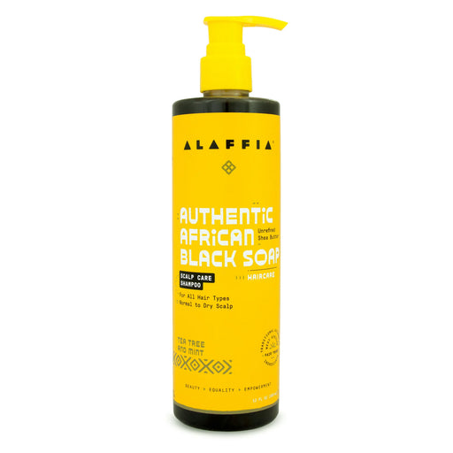Alaffia Authentic African Black Soap Scalp Care Tea Tree & Mint Shampoo, 12 Oz