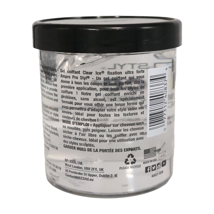 Ampro Pro Style Clear Ice Protein Styling Gel, Ultra Hold, 15 Oz.