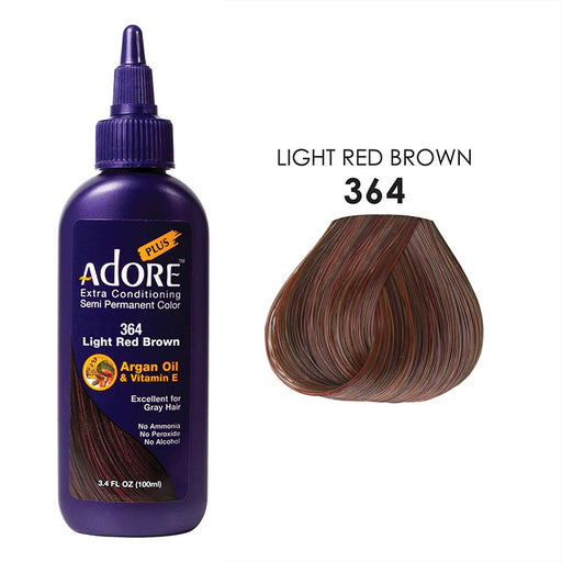 Adore Plus Semi Permanent Hair Color,Light Red Brown,364