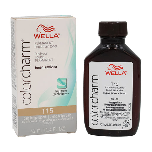Wella Color Charm Permanent Liquid Hair Toner T15 Pale Beige Blonde 1.4 Oz.