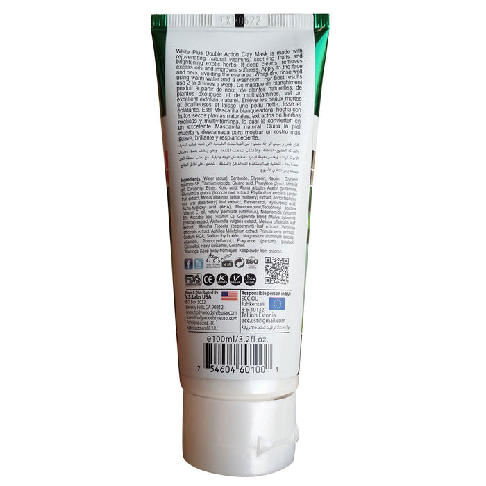 Hollywood Style White Plus Double Action Clay Mask 3.2 Oz.